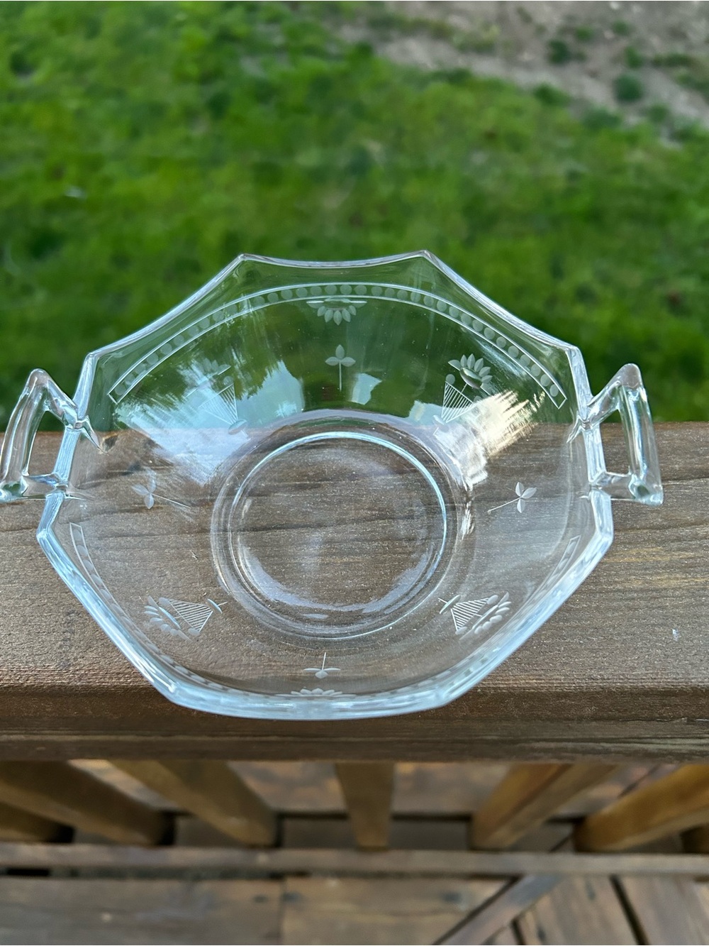 Heisey Fostoria #1229 Nut/Open Salt Cellar Clear Glass  Octagonal w/Handles. Vtg